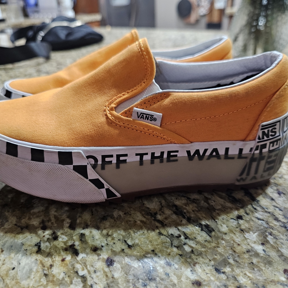 Vans Womens Orange Slip-On Shoes - Picture 3 of 8
